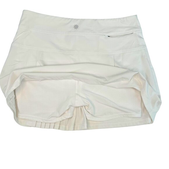 Athleta (Medium Tall - EUC) White Pleated Tennis Skirt with attached shorties - Picture 5 of 8